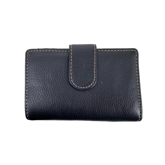 Genuine Leather Black Wallet With Snap Closure & Multiple Card Slots - Picture 1 of 6